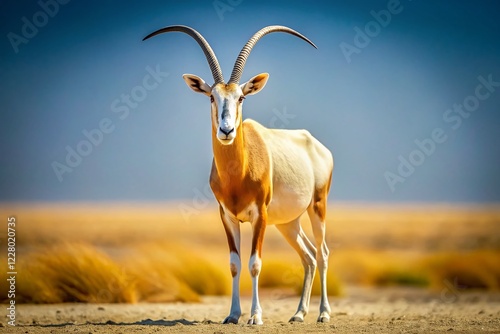 Majestic Scimitar Oryx, Isolated on White Background - Wildlife Photography