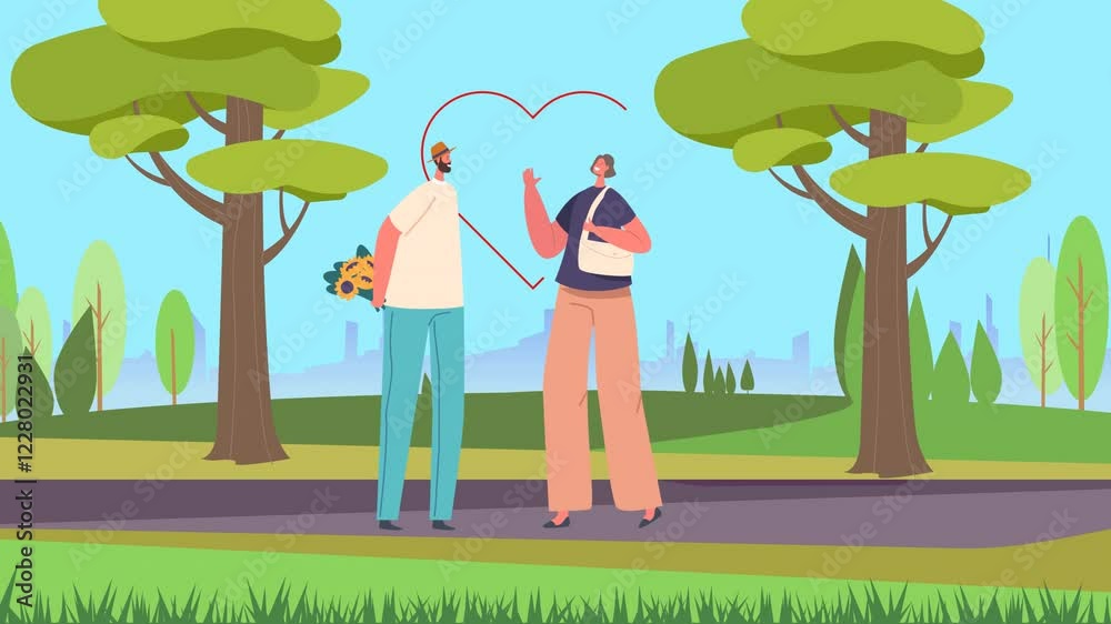 2D Animation of Man Hiding Flower Bouquet from Girlfriend | Surprise Gift | 2D Animation of Man Hiding Flower Bouquet from Girlfriend | Surprise Gift |