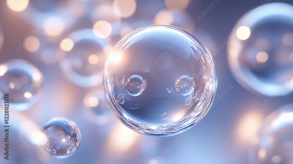 Bubbles floating and reflecting light abstract digital art soft focus tranquil environment Bubbles floating and reflecting light abstract digital art soft focus tranquil environment