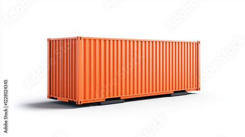 Orange shipping container on white background. Ideal for freight and logistics concepts.