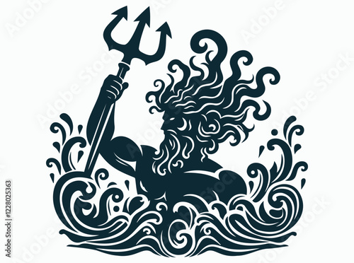 Poseidon Trident Illustration. Greek Mythology Sea God Vector Art