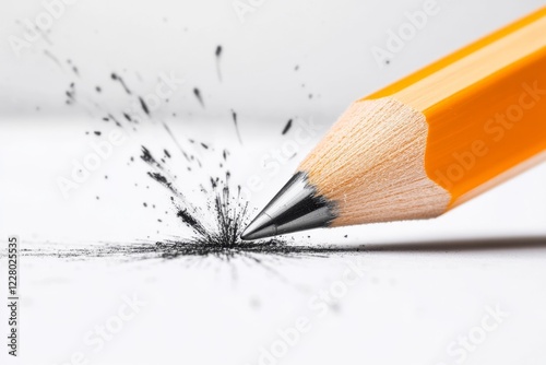 A single outline of a pencil with an eraser worn down, symbolizing trial, error, and growth from inexperience photo