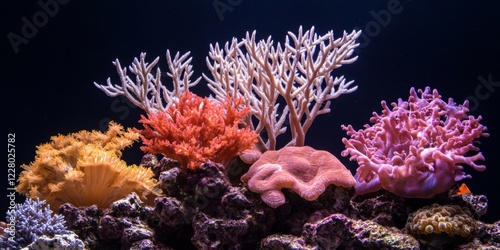 Vibrant Coral Reef Scene Underwater Biodiversity in Rich Textures for Eco-Tourism Visual Productions - Promoting Conservation and Marine Awareness photo