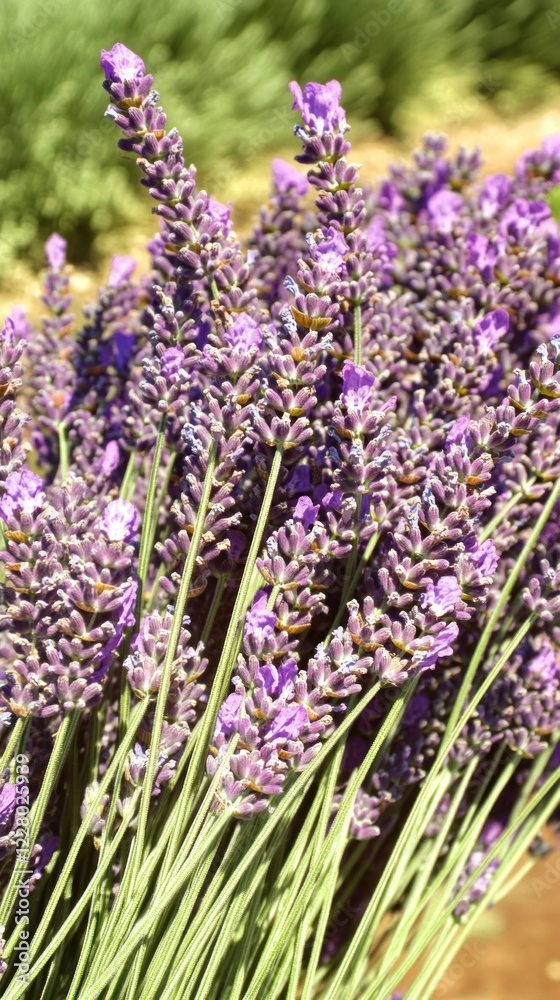 Obraz premium Freshly cut lavender flowers drying in the sun in a field