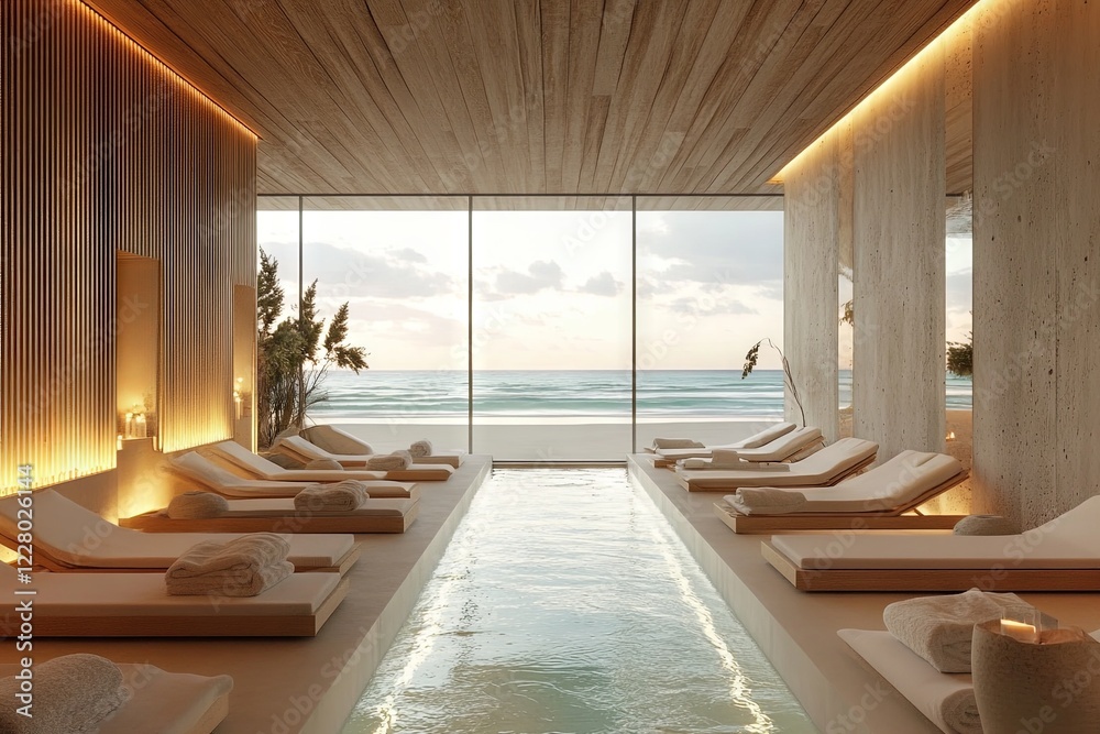 Obraz premium Luxurious Spa Hotel Interior on the Beach with Relaxing Ambience