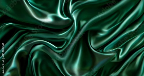 Luxurious emerald silk fabric ripples for slow motion video background
