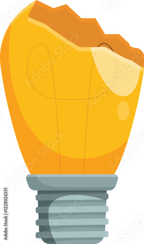 Broken light bulb representing a failed idea, lack of inspiration, or sudden interruption in a creative process