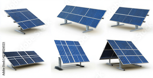  solar panel set collection isolated on a white background photo