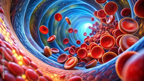 Microscopic Blood Cells in Artery: Detailed Cellular Structure photo