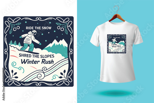 Winter sports Typography t shirt design vector illustration.