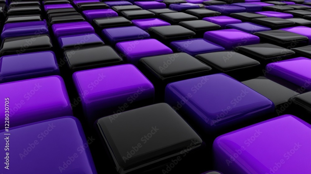 Fototapeta premium Abstract background of glossy purple and black cubes.