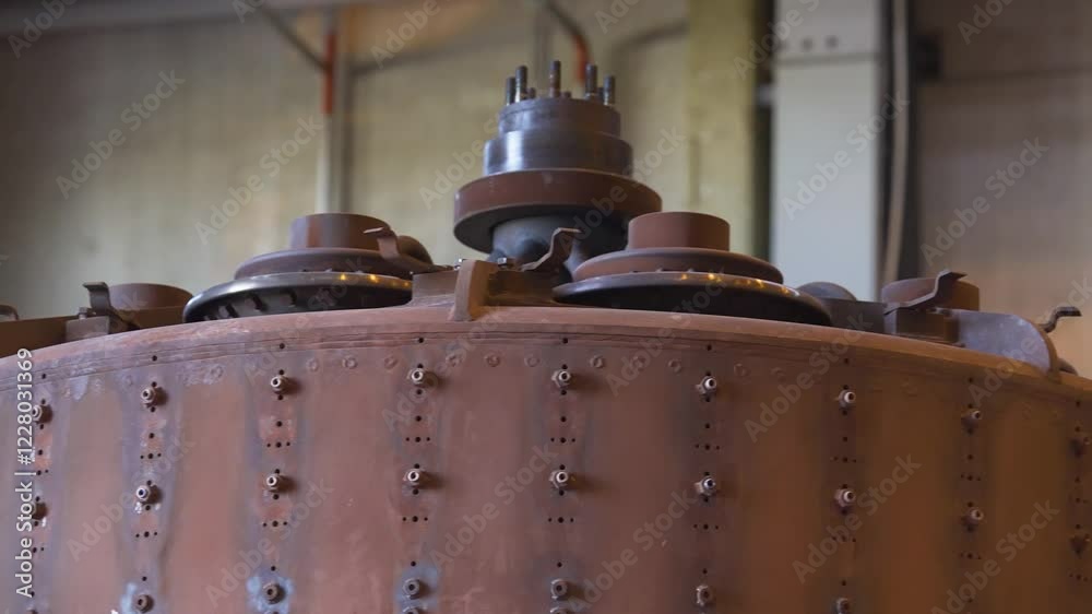 an industrial plant, a factory, its workers and elements. creating a rotor
