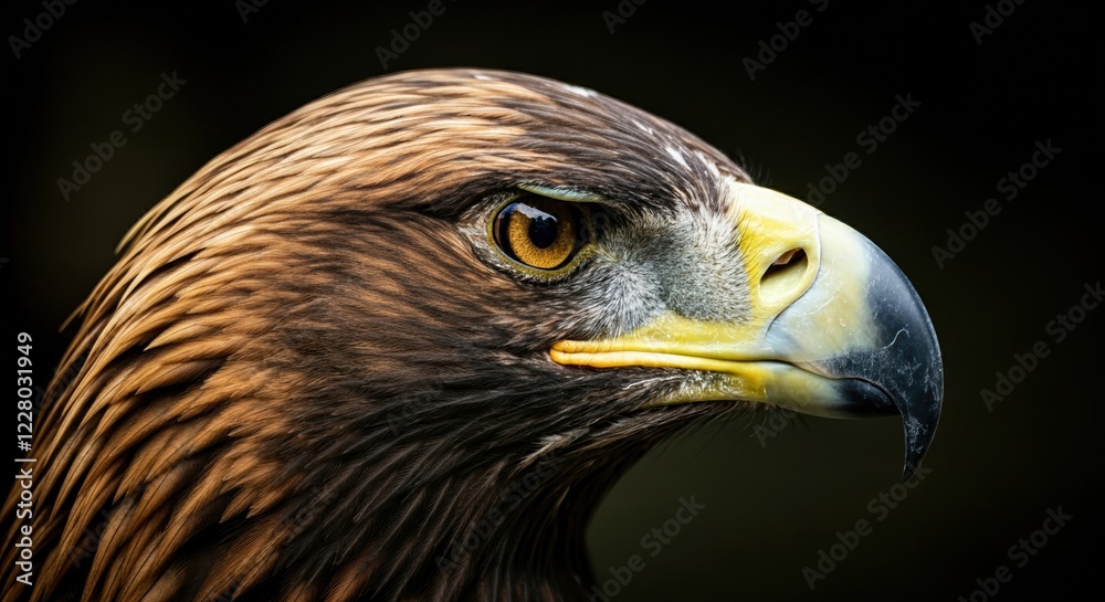 Majestic eagle with striking golden feathers and intense gaze Majestic eagle with striking golden feathers and intense gaze