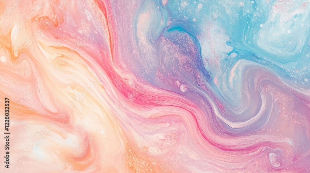 Fototapeta premium Swirling Pastel Colors Create A Dreamy, Abstract Artwork. Think Unicorn Dreams And Cotton Candy Skies.