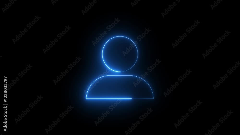 Glowing neon contact icon animation black background. Communication man profile icon. Neon contact icon red color glowing animation. Glowing neon contact icon animation black background. Communication man profile icon. Neon contact icon red color glowing animation.