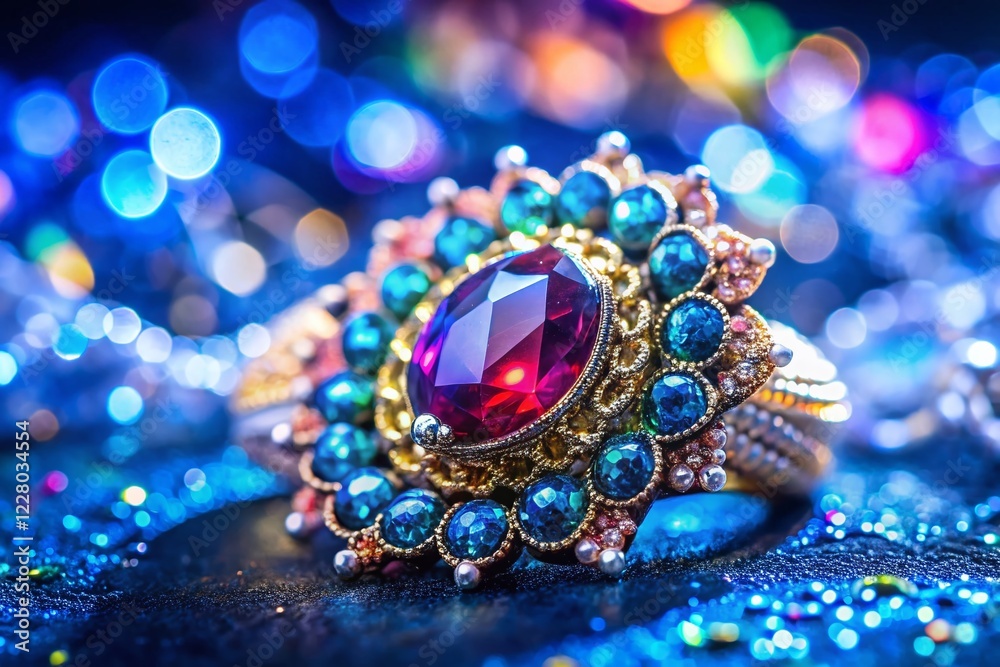 Miniature Tilt-Shift Photo of Exquisite Custom-Designed Jewelry on Velvet Display Miniature Tilt-Shift Photo of Exquisite Custom-Designed Jewelry on Velvet Display