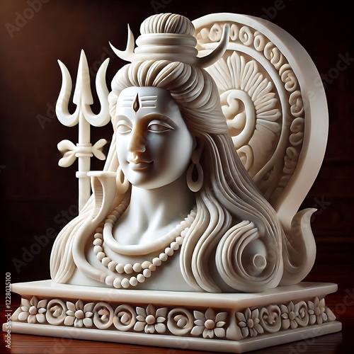 Om Namah Shivaya Spiritual AI Poster made white marble photo