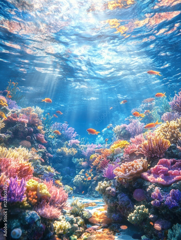 Naklejka premium Vibrant underwater coral reef thriving with marine life