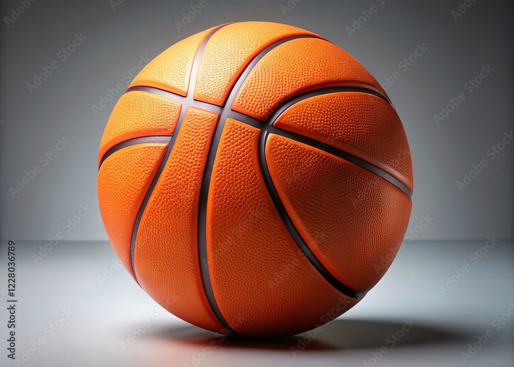 Obraz premium Minimalist Basketball Photo: Single Orange Ball on Clean Background, Space for Text