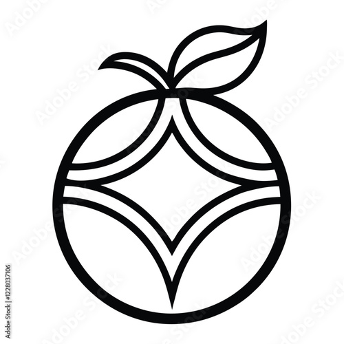 An elegant logo design for a fruit company, incorporating a single fruit icon with intricate line art details to convey organic quality and sophistication.