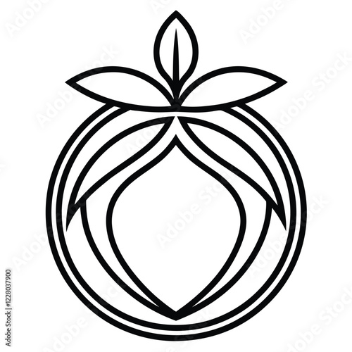 An elegant logo design for a fruit company, incorporating a single fruit icon with intricate line art details to convey organic quality and sophistication.