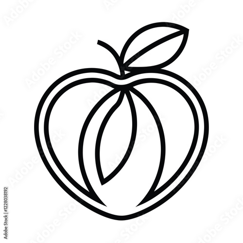 An elegant logo design for a fruit company, incorporating a single fruit icon with intricate line art details to convey organic quality and sophistication.