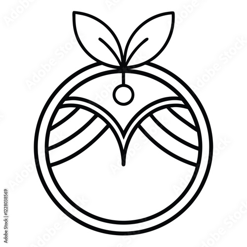 An elegant logo design for a fruit company, incorporating a single fruit icon with intricate line art details to convey organic quality and sophistication.