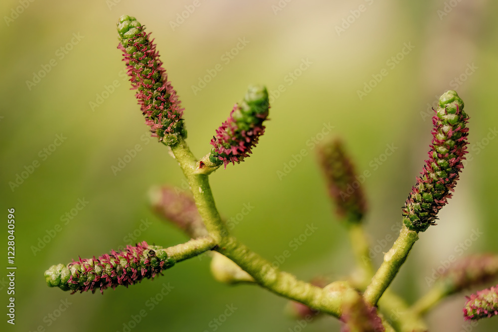 Macro photography of young alder catkins, captured in a forest in the eastern Andean mountains of central Colombia, near the town of Villa de Leyva. Macro photography of young alder catkins, captured in a forest in the eastern Andean mountains of central Colombia, near the town of Villa de Leyva.