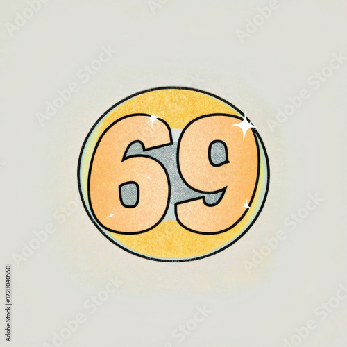3d gold retro painting, symbol sixty nine, 69, on white background, isolated. photo