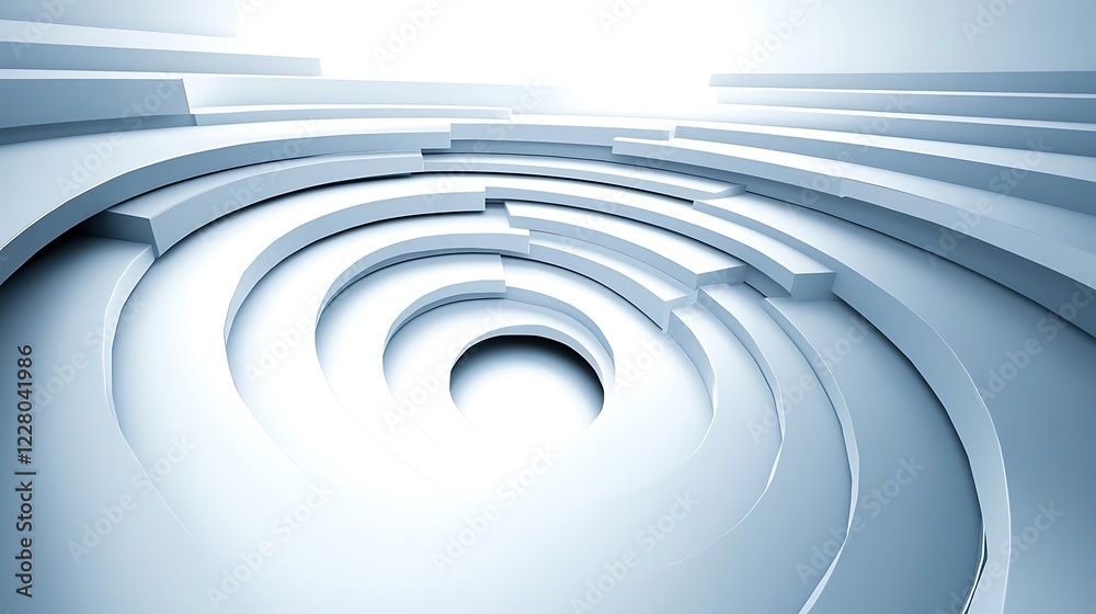 Fototapeta premium Abstract Circular Architectural Design in Light Blue Hues