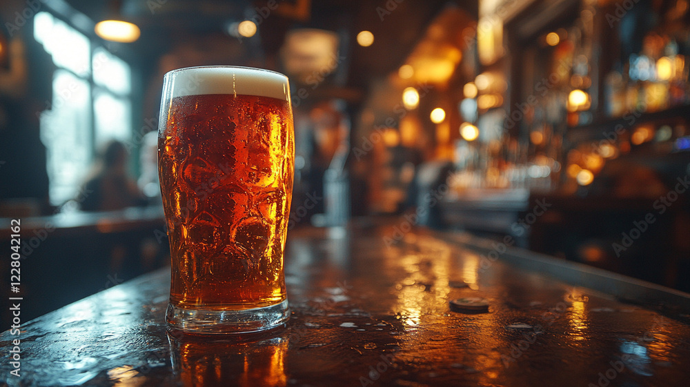 St Patrick's Day.A glass of dark beer on a green background. A glass of beer on the background of a beer bar.Beer advertisement. St Patrick's Day.A glass of dark beer on a green background. A glass of beer on the background of a beer bar.Beer advertisement.