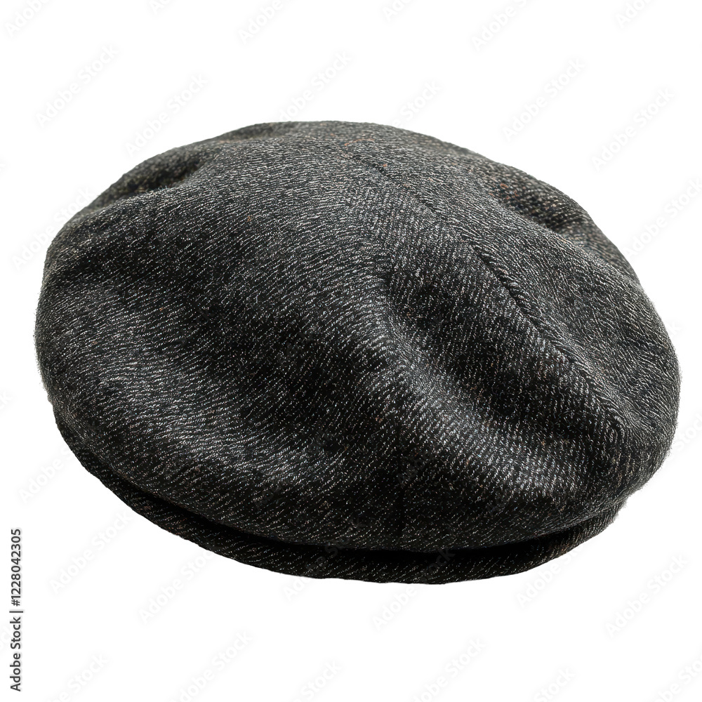 Classic grey cap resting on a flat surface showcasing its elegant texture and design in natural lighting isolated on transparent background Classic grey cap resting on a flat surface showcasing its elegant texture and design in natural lighting isolated on transparent background