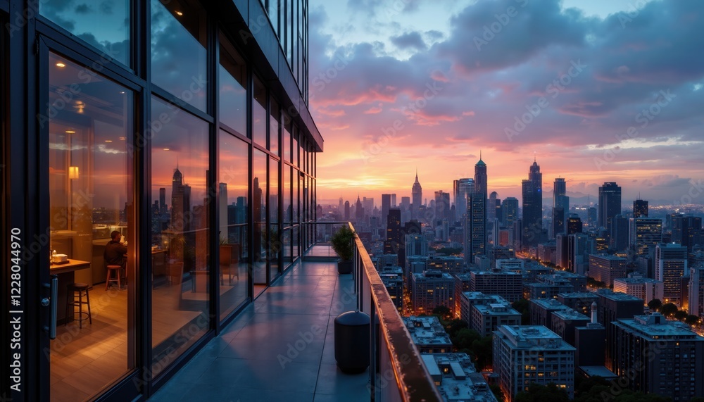 Fototapeta premium an urban sunset scene from a high vantage point