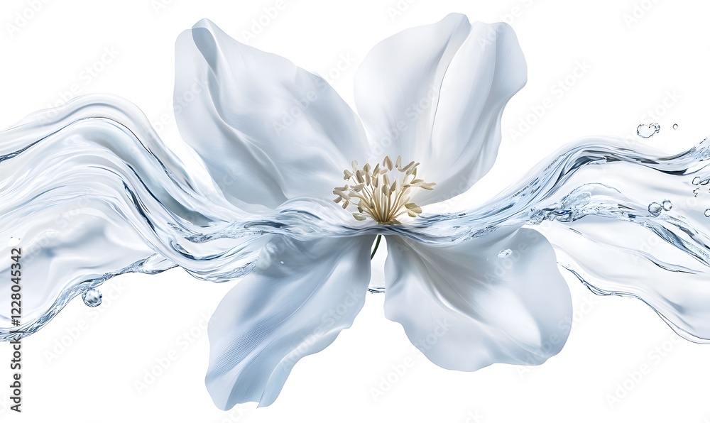 Naklejka premium Water flower blossom wave splash purity background