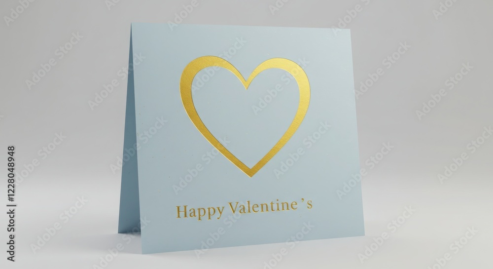 Elegant Light Blue Valentine's Day Card with Gold Heart and Text Elegant Light Blue Valentine's Day Card with Gold Heart and Text