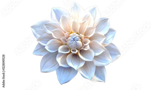 White dahlia blossom, isolated, studio, floral design, background