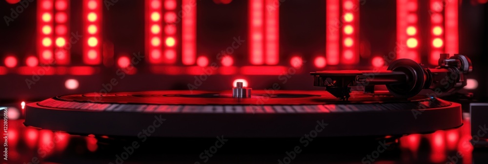 Red-Lit Turntable in a Dark Room Red-Lit Turntable in a Dark Room