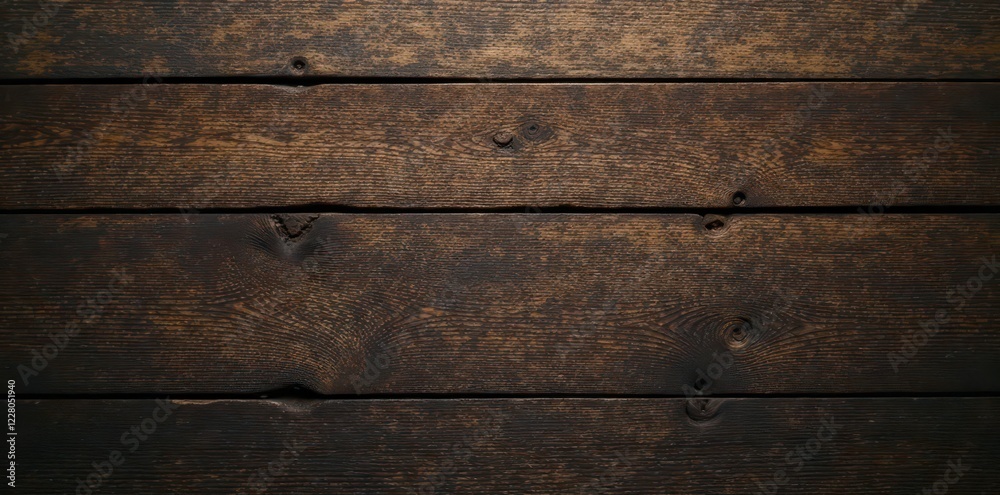 Fototapeta premium Dark brown wooden background, antique distressed timber planks, antique, old
