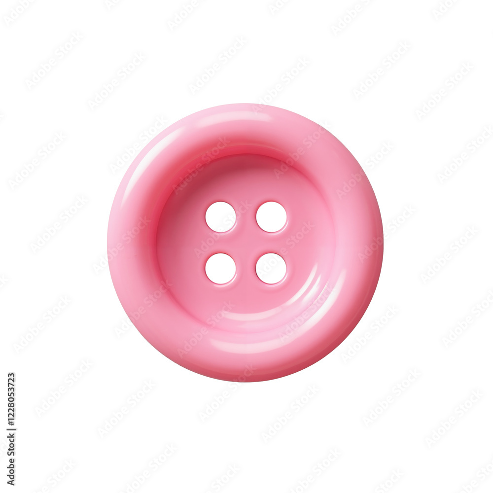 Bright pink clasper button on isolated white background perfect for crafts and sewing projects showcasing its round shape and four holes for fastening Bright pink clasper button on isolated white background perfect for crafts and sewing projects showcasing its round shape and four holes for fastening