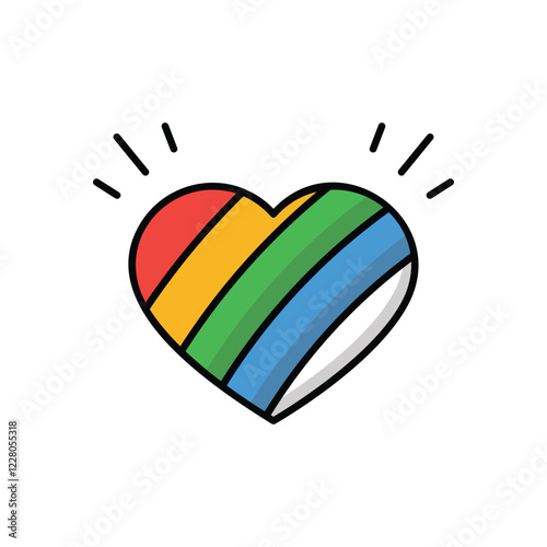 Rainbow Heart icon vector stock illustration