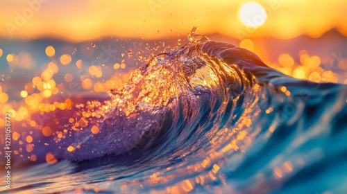 Vibrant sunset waves blending orange, magenta, and turquoise in a dreamy, fluid motion 