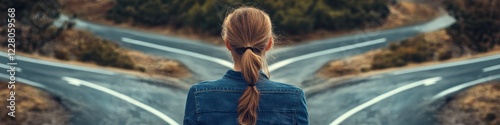 woman at a crossroads. Selective focus