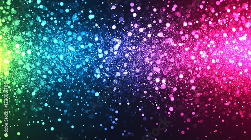 A neon glitter background with vibrant colors of electric blue, hot pink, and lime green, glowing under a blacklight effect.