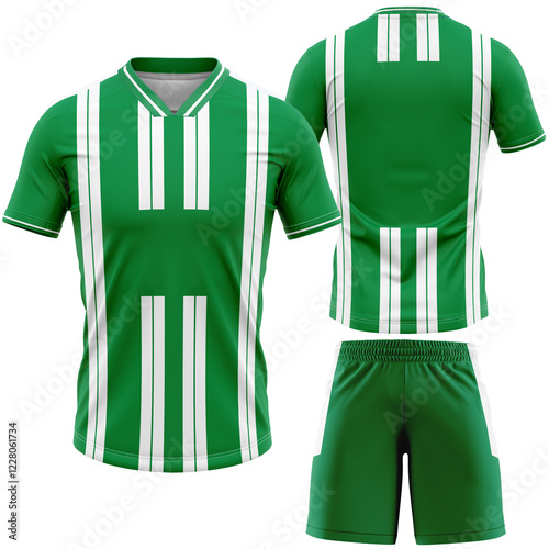 Green T-shirt design front and back illustration for casual wear photo
