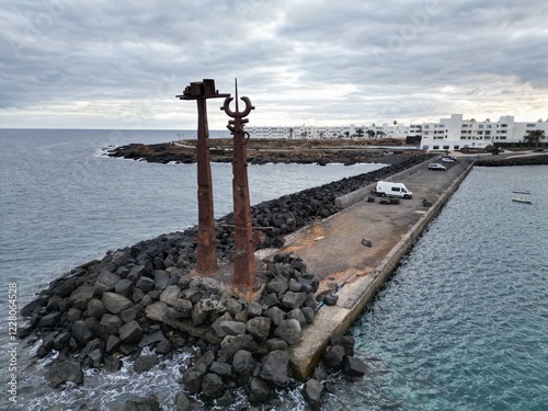 Widok z lotu ptaka na miasto Costa Teguise na Lanzarote photo