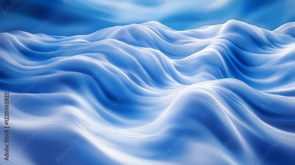 Abstract Blue Wavy Landscape Digital Art Abstract Blue Wavy Landscape Digital Art