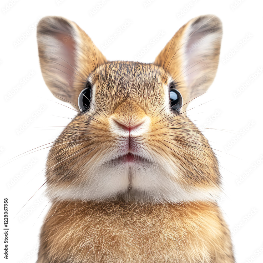 Obraz premium Cute rabbit displaying its features and expressive eyes in detail, isolated on a transparent background. PNG