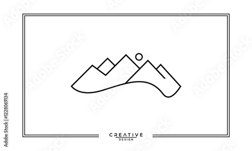 Minimal mountain logo icon vector illustration design, mountain landscape line art design