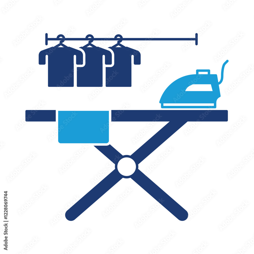 Ironing Services – Clothes on Ironing Board Representing Fabric Care and Wrinkle-Free Clothing. Vector illustration.