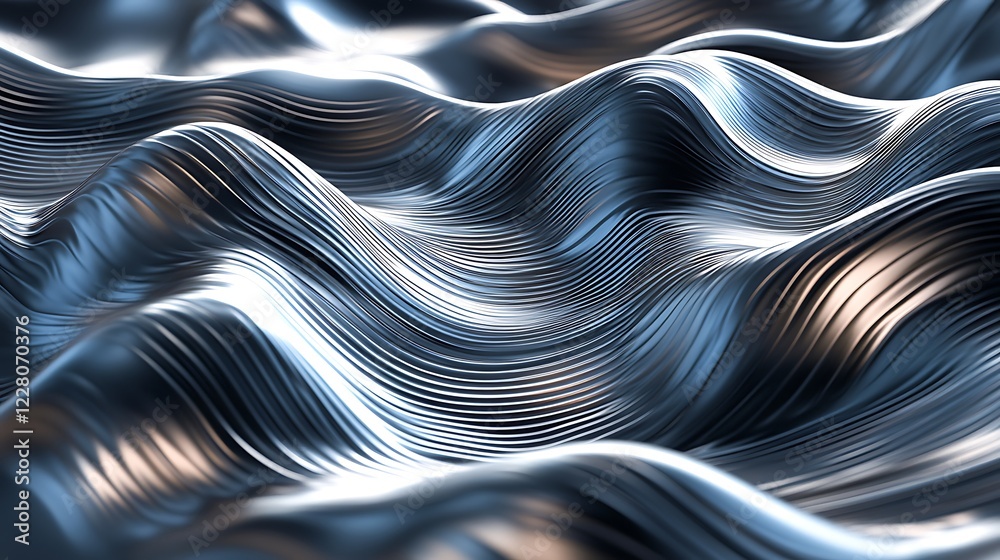 Naklejka premium Abstract Metallic Waves Flowing Seamlessly